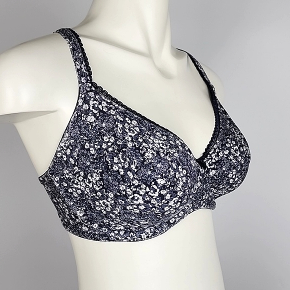 ESPRIT Women's Black White Mini Floral Print Underwire Bra 34